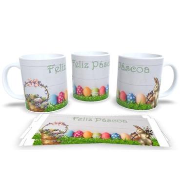 Imagem de Canecas de Porcelana Branca Personalizadas Feliz Pascoa - Estampa Subl