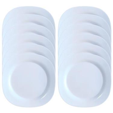 Imagem de Jogo 12 Pratos Quadrado Branco 28cm em Melamina Premium - Fratelli