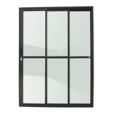 Imagem de Porta de Correr 3 Folhas 1/3 Super Vidro Liso 210cm X 180cm Brimak