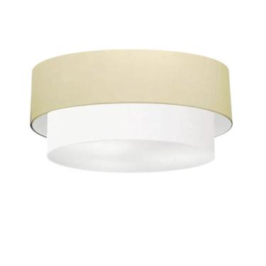 Imagem de Plafon Para Quarto Cilíndrico SQ-3065 Cúpula Cor Algodão Crú Branco - 
