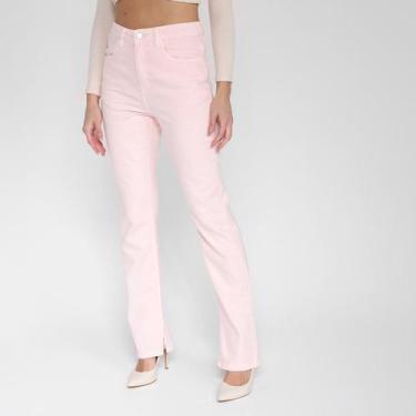 Imagem de Calça Boot Cut Sawary Com Fenda Feminina, Rosa, 34