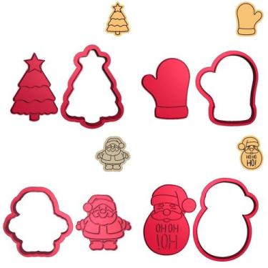 Imagem de Kit 4 Cortadores Natal Árvore Luva Gorro Noel Ho - DOCE IMPRESSO, 7,0c