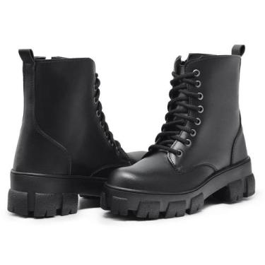Imagem de Bota coturno feminino preto sola tratorada blogueira - SLEEP SHOES, Pr