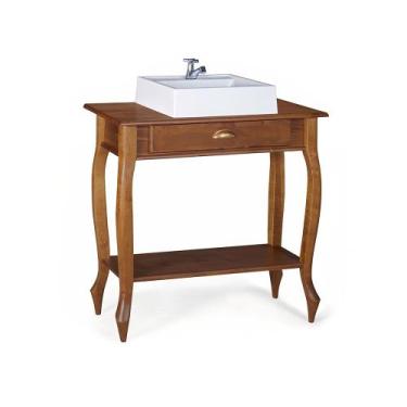 Imagem de Bancada Aparador Mini Lavabo com Cuba 1 Gaveta Pés Luiz XV Dália 3062 