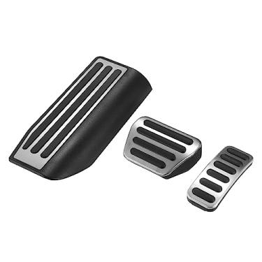 Imagem de VekAuto Acelerador de gás de carro, 3 peças, capa de pedal de freio compatível com Land Rover Range Rover 2013-2021, liga de alumínio antiderrapante, tom prateado