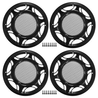 Imagem de ACROPIX Capa de grade de alto-falante de carro de 20,32 cm de malha redonda de 20,3 cm caixa protetora de subwoofer com parafusos de montagem preto - Pacote com 4