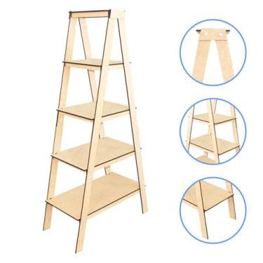 Imagem de Prateleira Escadinha Estante de Chão Decoração Festa Mdf 5 Níveis - Mo