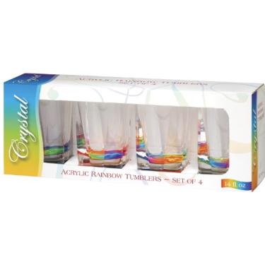 Imagem de Merritt International Conjunto de copos de cristal arco-íris para presente para bebidas, 400 ml