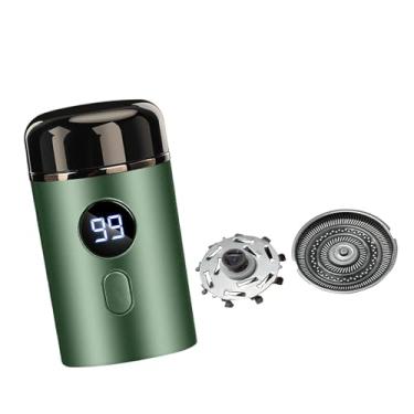 Imagem de Almencla Barbeador elétrico Mini barbeador compacto USB seco e molhado duplo uso barbeador portátil aparador de barba facial para barbear viagens negócios, Verde