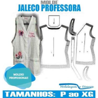 Imagem de Molde De Jaleco Professora, Modelagem&Diversos, Tamanhos Pp Ao Xg