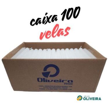 Imagem de kit 100 Velas Palito Branca 12  centimetros ( 2 kilos ) 100% Parafina 