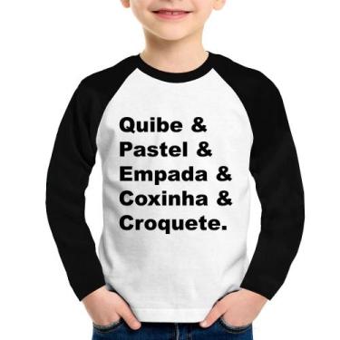 Imagem de Camiseta Raglan Infantil Quibe & Pastel & Coxinha & Empada & Croquete 