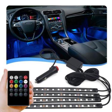 Imagem de Barra Led Neon RGB Interno Chery QQ 2011 2012 2013 2014 2015 2016 Luz 