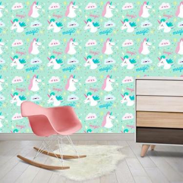Imagem de Papel de Parede Adesivo Unicórnios - Kanto Store