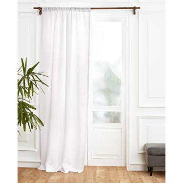 Imagem de Solino Home Cortina de linho branco 300 cm de comprimento, cortina de bolso para varão com filtro de luz 122 x 120 polegadas, tratamento de janela de linho europeu 100% puro para sala de estar, quarto