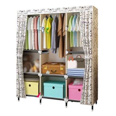 Imagem de Guarda-roupa Armário de guarda-roupa em pé para casa autônomo rack de roupas tecido armário de armazenamento para pendurar roupas economia de espaço armário