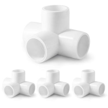 Imagem de Acessórios para tubos de PVC de 4 vias, 1/2 polegada, encaixe em T de saída lateral de canto de cotovelo de PVC branco Zernmiarder SCH40, conectores de tubulação de grau de móveis - Serve para tubos