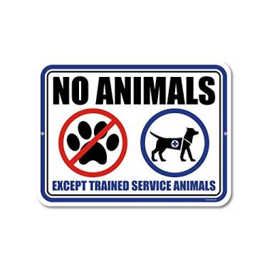 Imagem de Honey Dew Gifts Placa de aviso, No Animals Except Trained Service Animals 22,8 cm por 30,5 cm, placa de segurança comercial de alumínio metálico, feita nos EUA