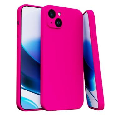 Imagem de Capa Capinha Para iPhone 15 Silicone Com Proteção Na Câmera Forro Veludo Premium (ROSA NEON)