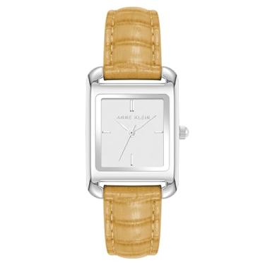Imagem de Anne Klein Relógio feminino com pulseira de couro croco-grão brilhante, Marrom