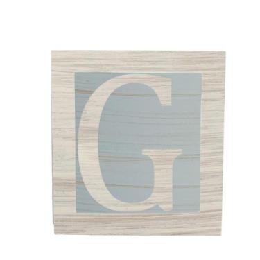 Imagem de Cubo Azul Letra Branca com Aplique Festa Chá de Bebê Decoração 8x8x8 C