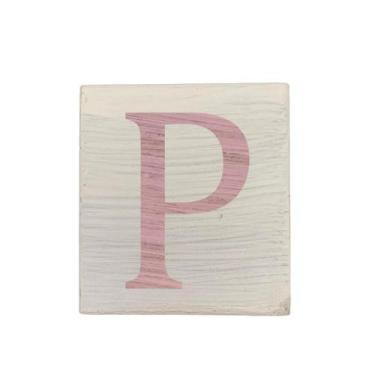 Imagem de Cubo Branco Letra Rosa Bebê Festa Chá de Bebê Decoração 8x8x8 Cm Mdf M