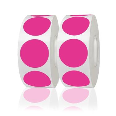 Imagem de STARLIBOO Adesivos de pontos coloridos, etiqueta de código de cor de círculo rosa de 2,5 cm, adesivos de venda de garagem, etiquetas de preço de venda de quintal (2 rolos, 1000 peças)