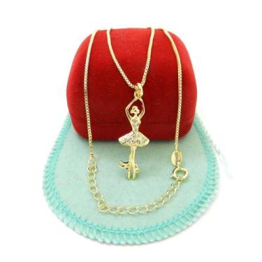 Imagem de Corrente Feminina 40/45Cm 1Mm Bailarina Folheado Ouro Cr886 - Wnbijout
