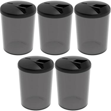 Imagem de Kit 5 Porta Farofa Temperos Farinheiras com Tampa 400ml Fumê Recipientes de Condimentos
