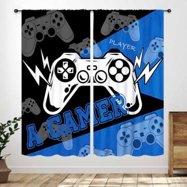 Imagem de Cortinas de jogos para janela de quarto de meninos, gamepad de videogame, decoração de casa, controle de jogos, tratamento de janela para crianças, adolescentes, sala de estar, berçário, sala de