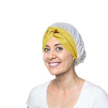 Imagem de Faixa Cabelo Turbante Amarelo Touca Redinha Branca Cozinha - CASACHA