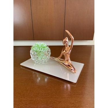 Imagem de Bandeja vidro preto para lavabo banheiro decoração enfeite decorativo 20x10(Rose)