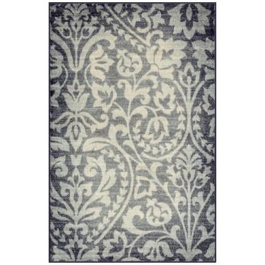 Imagem de Maples Rugs Tapetes florais Exeter – Feito nos EUA – Lavável, Tapete antiderrapante para entrada, hall de entrada, cozinha e banheiro, 76 cm x 117 cm, cinza