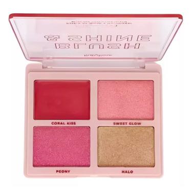 Imagem de Paleta Ruby Rose Blush & Shine Com Blush e Iluminador Multifuncional Alta Pigmentação
