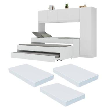 Imagem de Tricama de Solteiro com Colchão e Guarda Roupa Dublin Multimóveis MP40