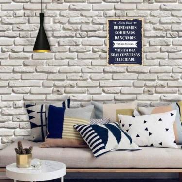 Imagem de Papel de Parede Tijolinho Branco Rústico Acinzentado - Inove Papéis de