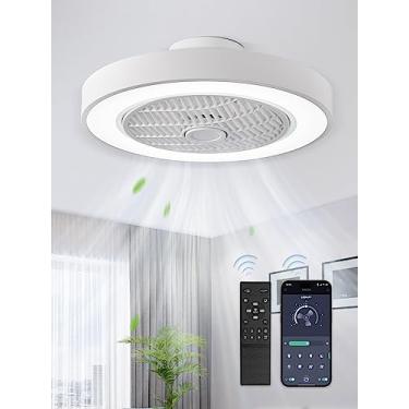 Imagem de LEDIARY Ventilador de Teto de Baixo Perfil de 20" com Luz, Ventilador de Teto Sem Lâmina de Led, Ventilador de Teto de Montagem Embutida com Controle Remoto com Temporização, 3000-6000K, 6 Velocidades