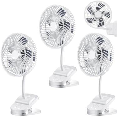 Imagem de Glooglitter 4 peças de ventilador de clipe de 15 cm para estufa de barraca de cultivo, ventilador de mesa portátil de 4 velocidades com clipe de inclinação ajustável, silencioso, operando, clássico,