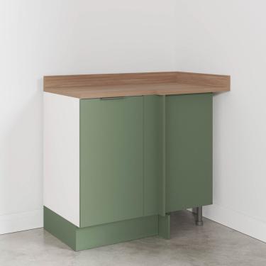 Imagem de Balcão De Canto Reto Ipanema Cabecasa Madeiramadeira Verde Folha/branco