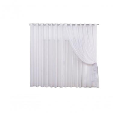 Imagem de Cortina 6,00x2,50 Sala Quarto Cozinha Varão Voil Duplo Cor: Branco