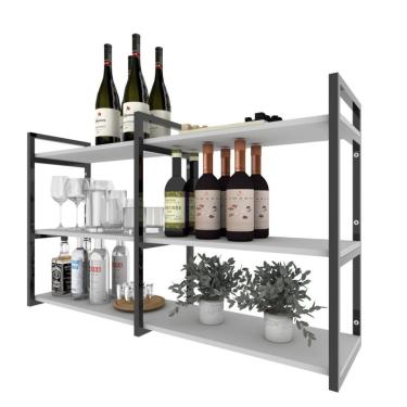 Imagem de Aparador Prateleira Industrial Sala Barzinho Branco Off White Bar Adega Hall De Entrada Simples