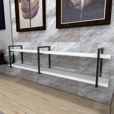 Imagem de Aparador Suspenso Prateleira Industrial Branco Suporte Industrial Aparador Quarto Bancada Suspensa