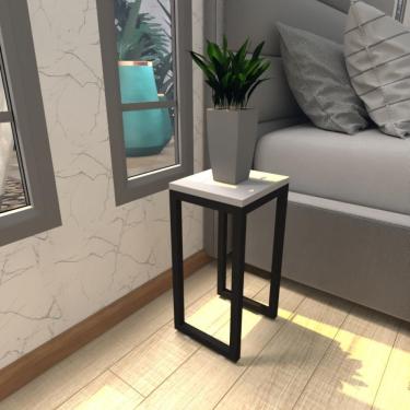 Imagem de Mesa De Cabeceira Industrial Cinza Mdf Canto Quarto Mesas De Cabeceira Mesinha Cabeçeira Cabiceira