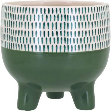 Imagem de Cachepô Vaso Decorativo Planta Cerâmica 15x16x16cm Verde