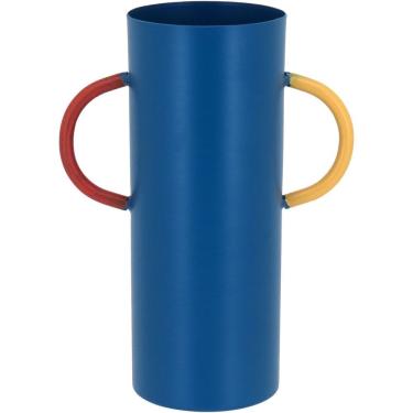 Imagem de Vaso Decorativo Enfeite Casa Metal 15x11x11cm Azul
