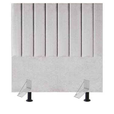 Imagem de Cabeceira Estofada De Cama Casal Box 140 Cm Luísa Suede E Frame cinza Claro