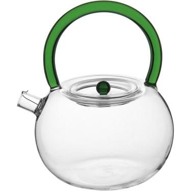 Imagem de Bule Chaleira Home&co Com Alça Verde Borossilicato 900ml 16x13x13cm Transparente