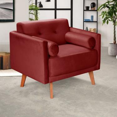 Imagem de Poltrona Moderna Decoração Sala, Varanda, Recepção Luma Bordô
