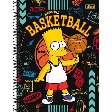 Imagem de Caderno Universitário Simpsons Tilibra Capa Dura Espiral - 10 Matérias 160 Folhas Bart Basquete