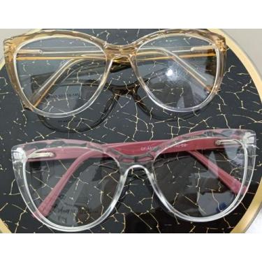 Imagem de Armação cor transparente feminina tamanho médio cor rosa e amarelo - Ó